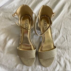 Gold Low Heel Shoes